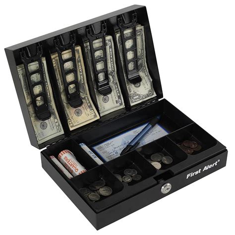 first alert steel cash box 901-bt71r|First Alert Steel Cash Box With Money Tray, Black .